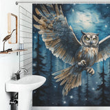 Moonlit Night Vibrant Owl Shower Curtain