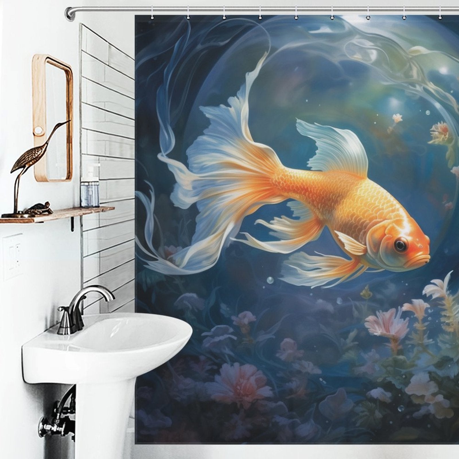 Moonlit goldfish shower curtain Magic 