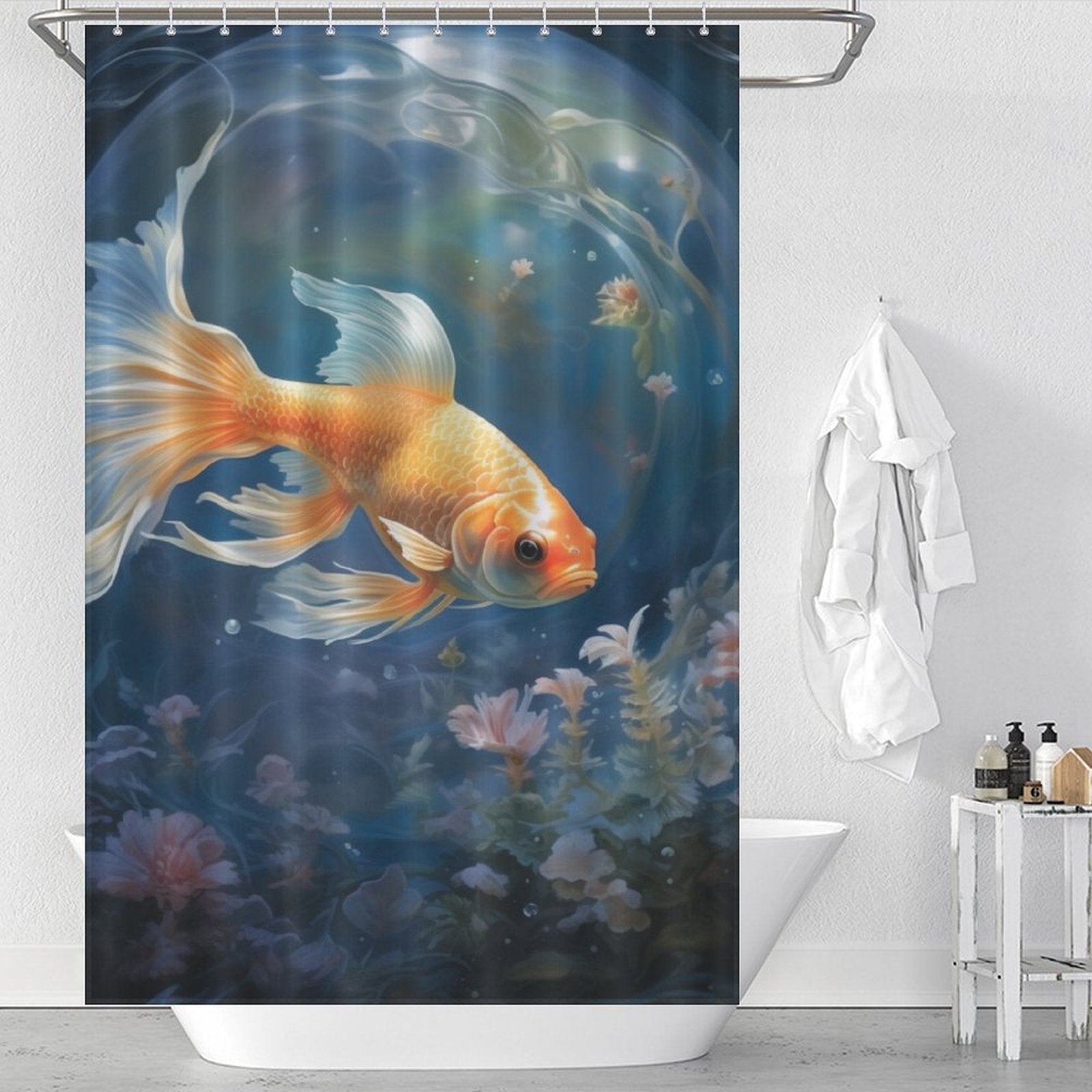 Moonlit goldfish shower curtain Magic 