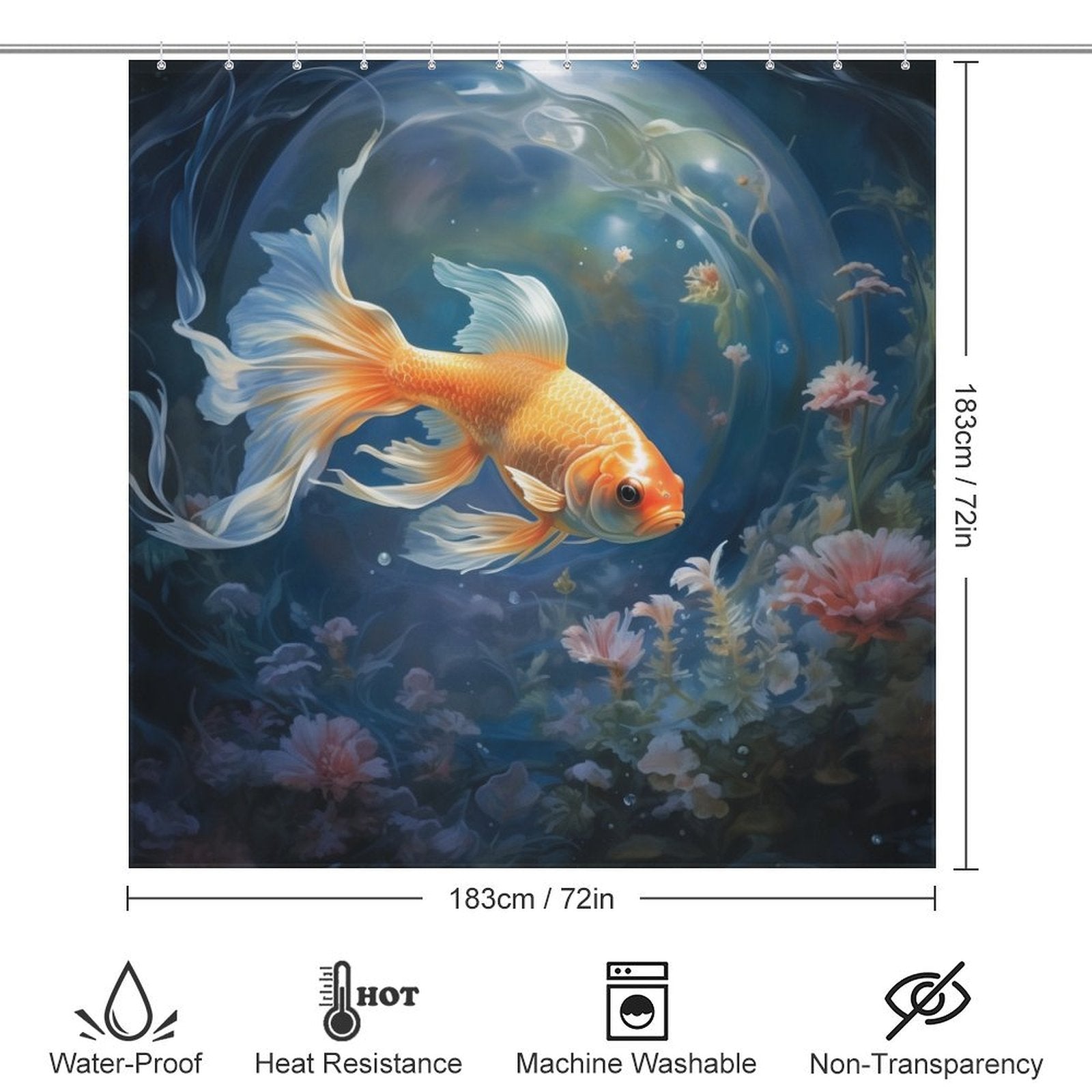 Moonlit goldfish shower curtain Magic 