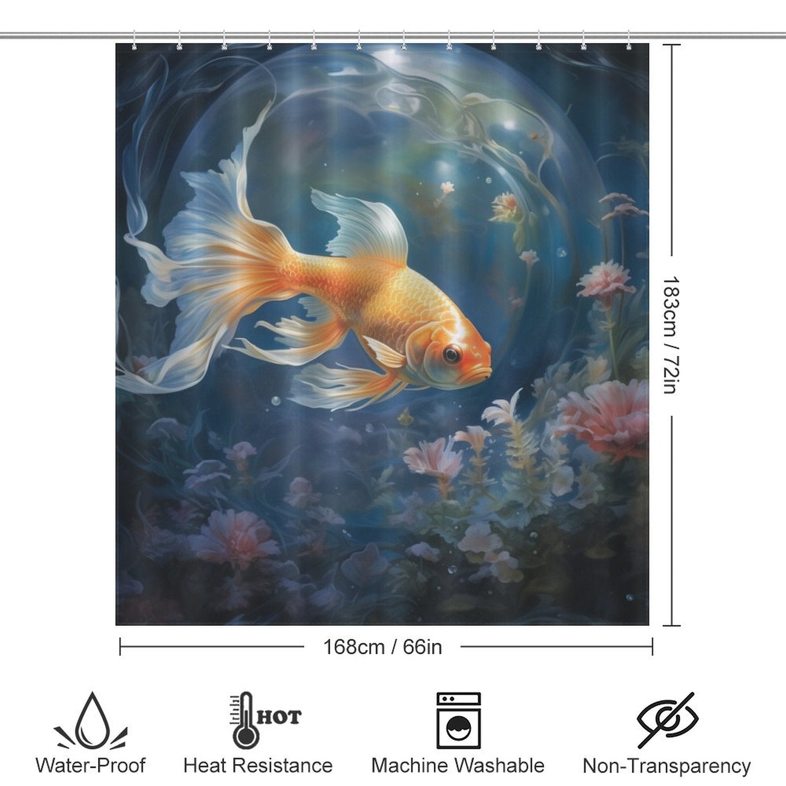 Moonlit goldfish shower curtain Magic 