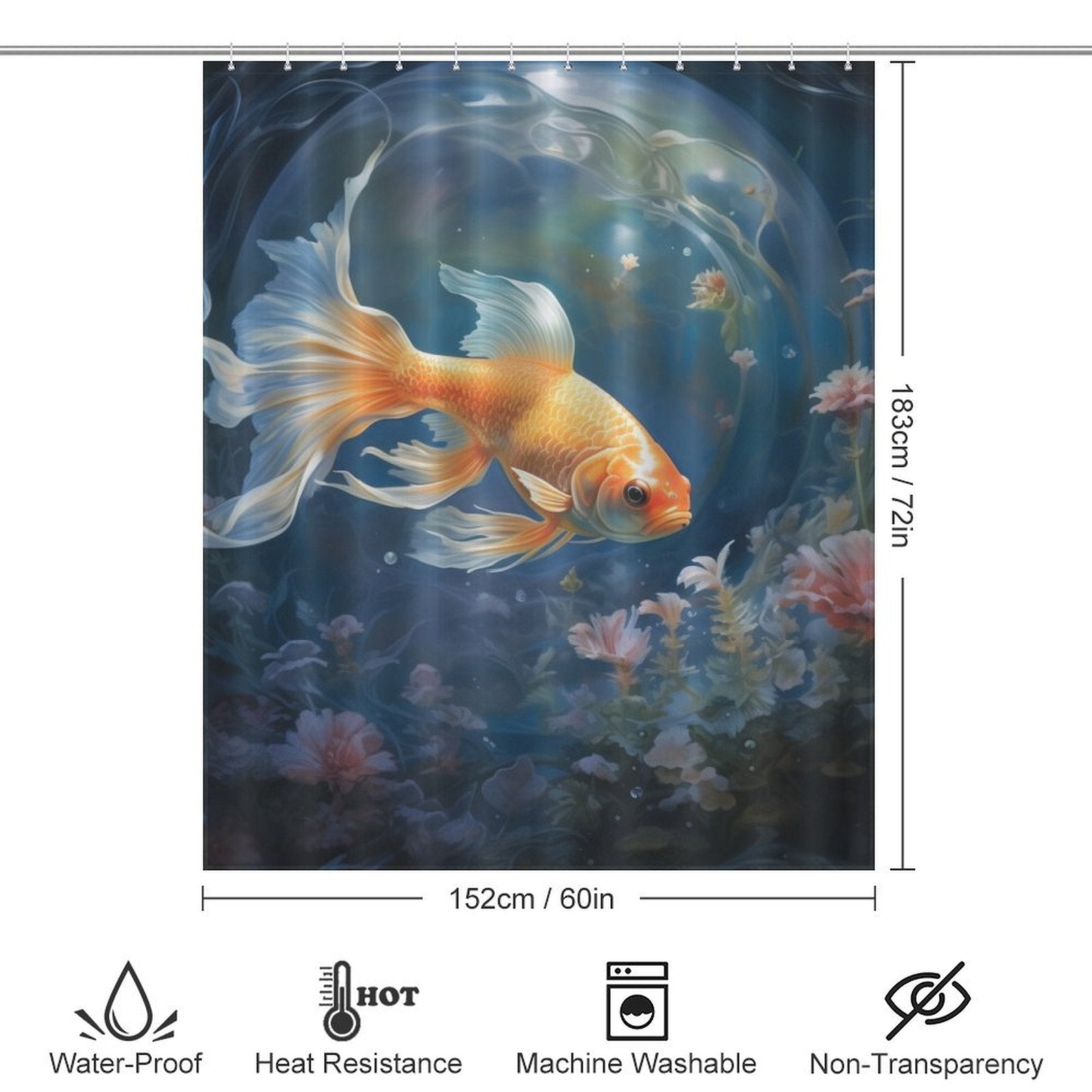 Moonlit goldfish shower curtain Magic 