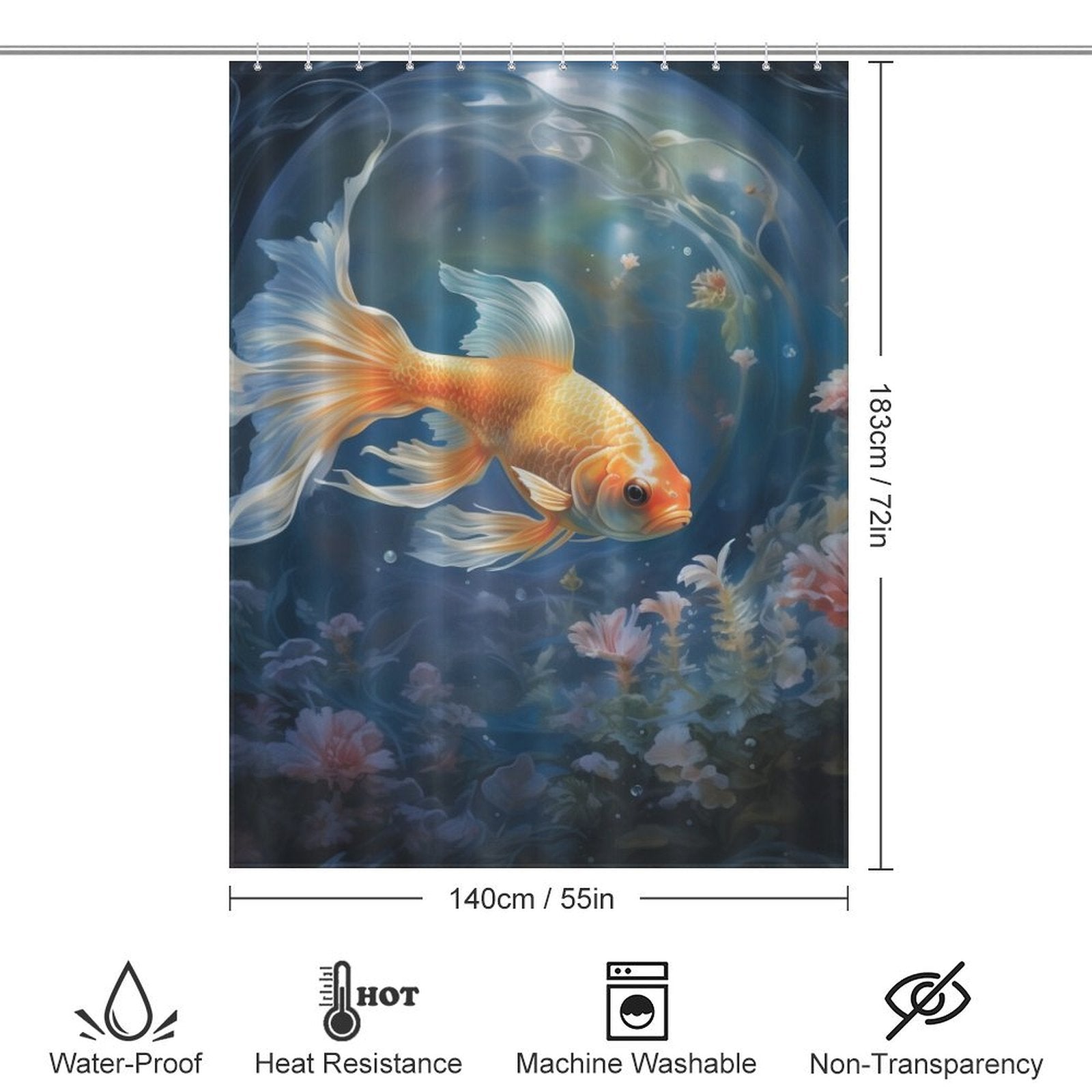 Moonlit goldfish shower curtain Magic 