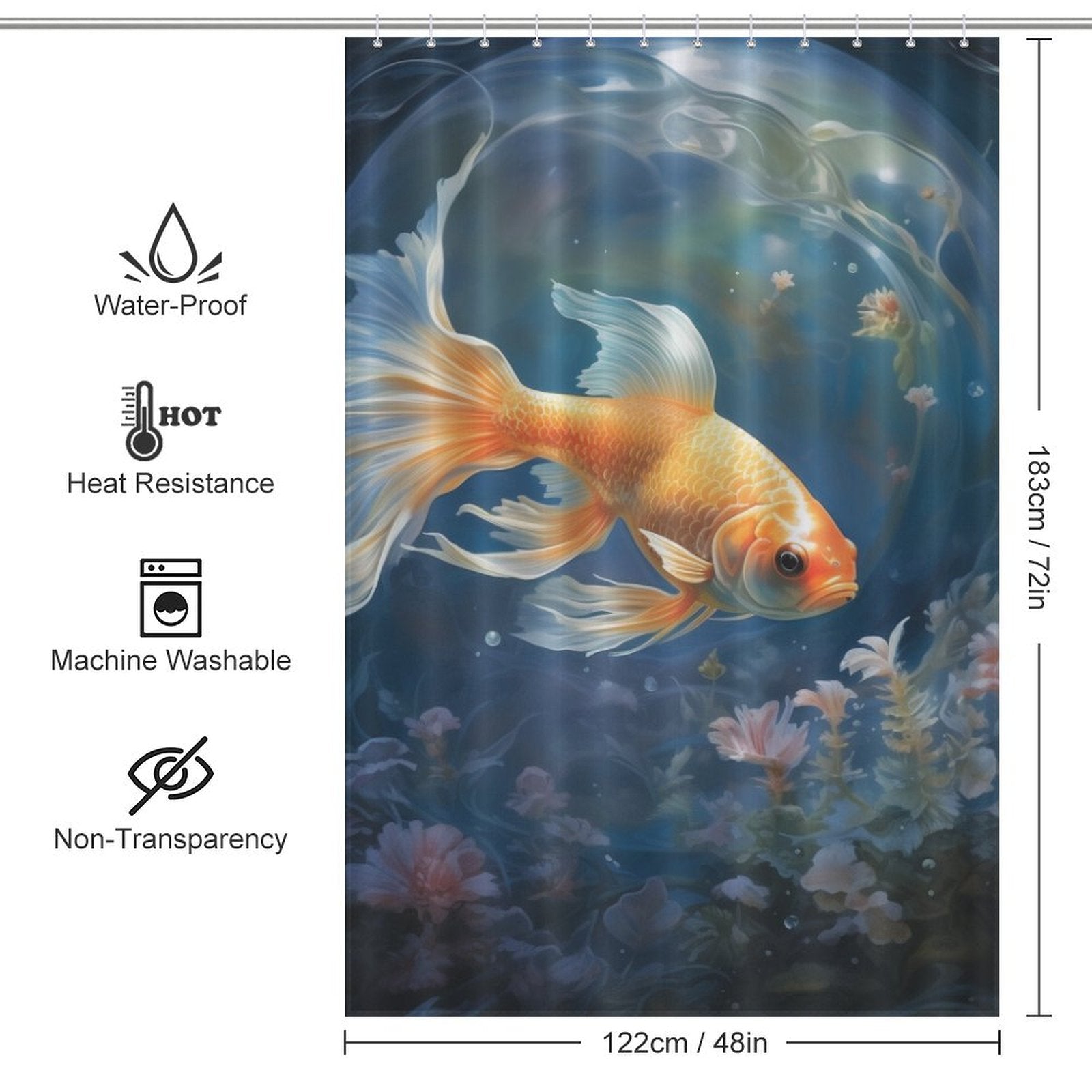 Moonlit goldfish shower curtain Magic 