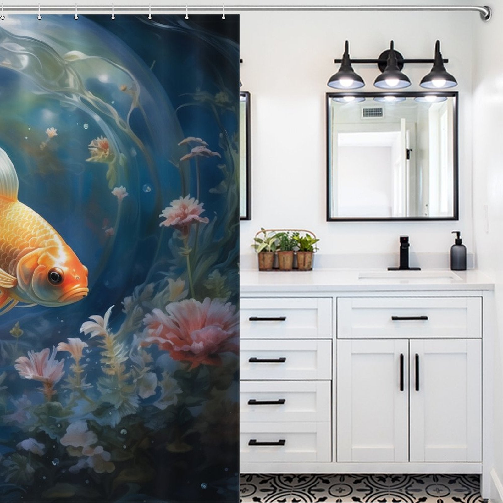 Moonlit goldfish shower curtain Magic 