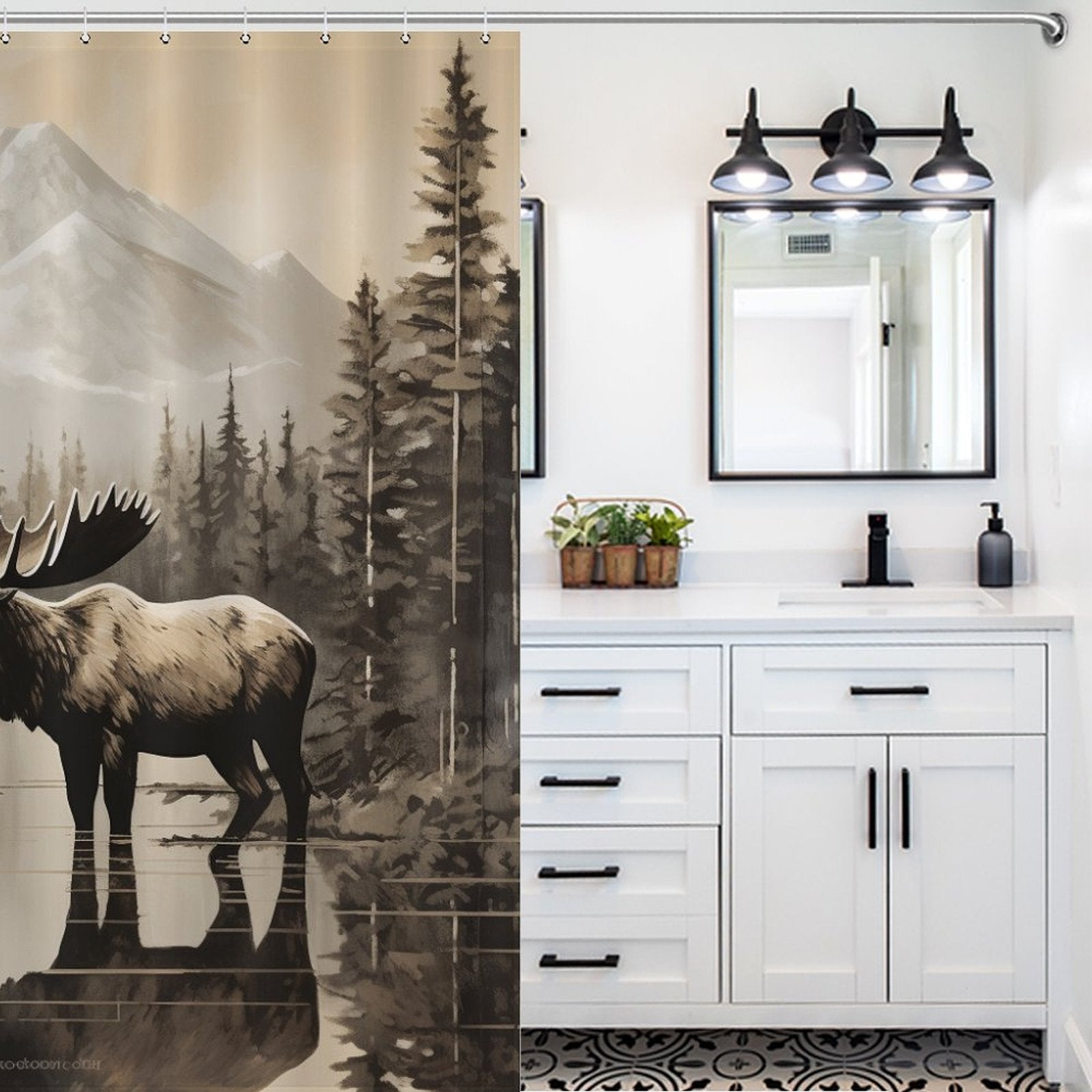 Mountain Moose Shower Curtain