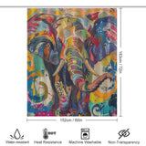A vibrant, multicolored shower curtain with an artistic Happy Elephant design. Perfect for any bathroom decor, the Multi Colored Happy Elephant Shower Curtain-Cottoncat by Cotton Cat measures 183 cm (72 in) by 152 cm (60 in), features water-resistance, heat resistance, and is machine washable.
