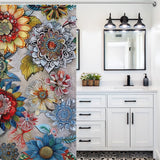 Multicolored Floral Boho Shower Curtain