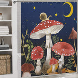 Transform your bathroom into an enchanted forest with the whimsical touch of a Botanical Mushroom Shower Curtain by Cotton Cat.