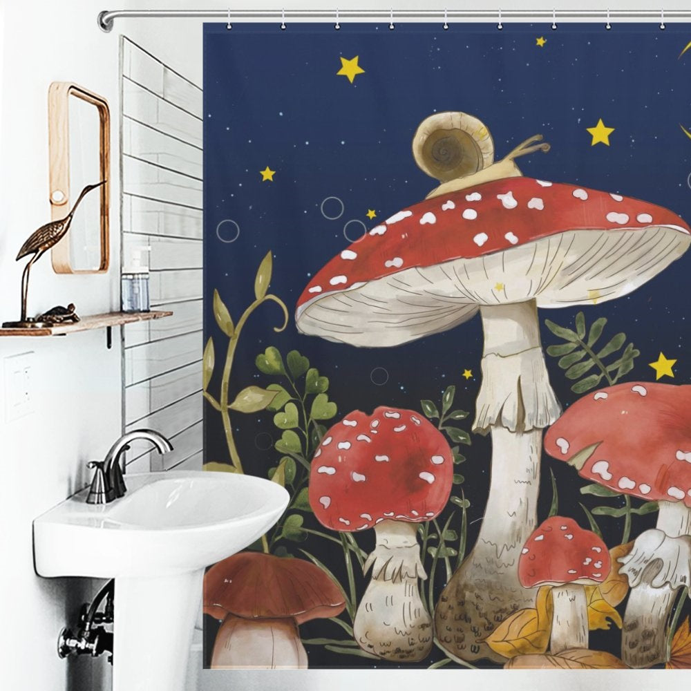 Transform your bathroom into an enchanted forest retreat with the whimsical touch of a Botanical Mushroom Shower Curtain. This unique bathroom decor from Cotton Cat will add a splash of charm and bring a touch of nature indoors.