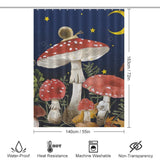 Description revised: A Botanical Mushroom shower curtain with mushrooms and stars, perfect for bathroom decor.