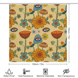 A Mushroom Eye Flowers Shower Curtain from Cotton Cat, perfect for bathroom decor.