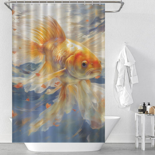 Mystical Realm goldfish shower curtain 