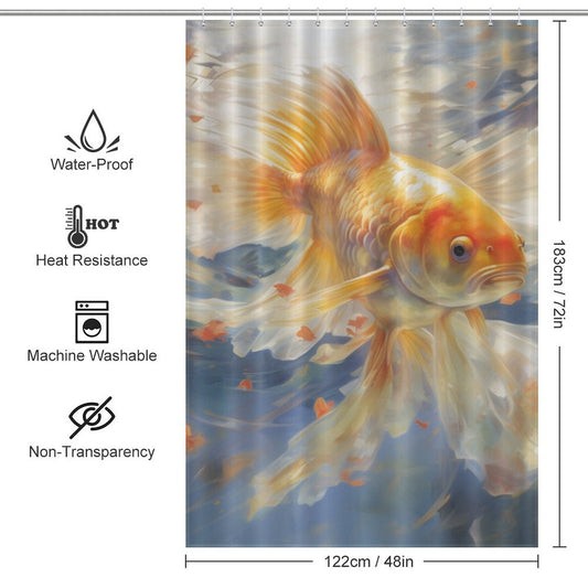 Mystical Realm goldfish shower curtain 