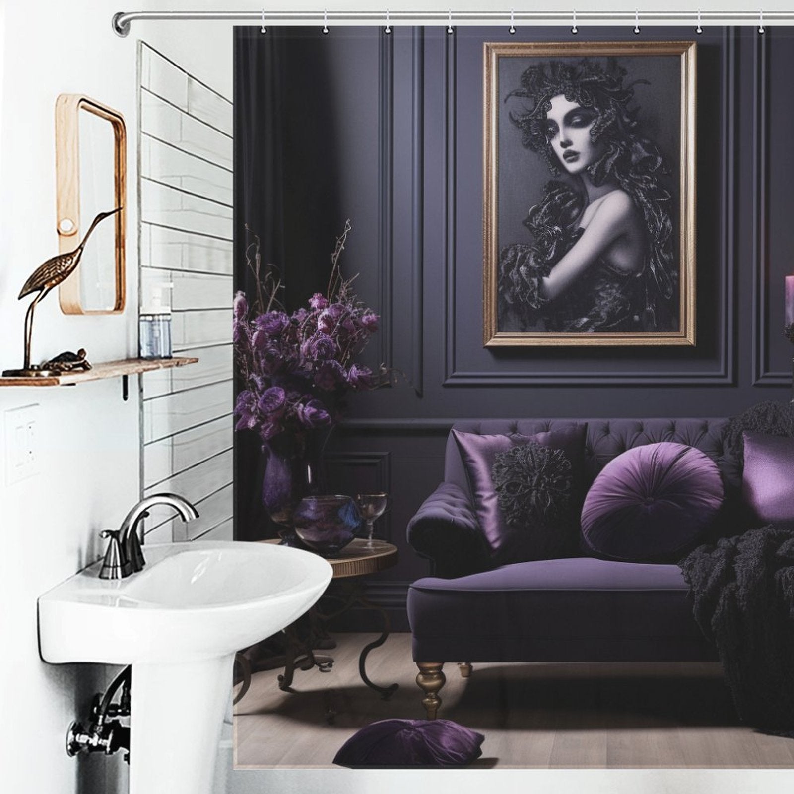 Mystique Purple and Black Shower Curtain