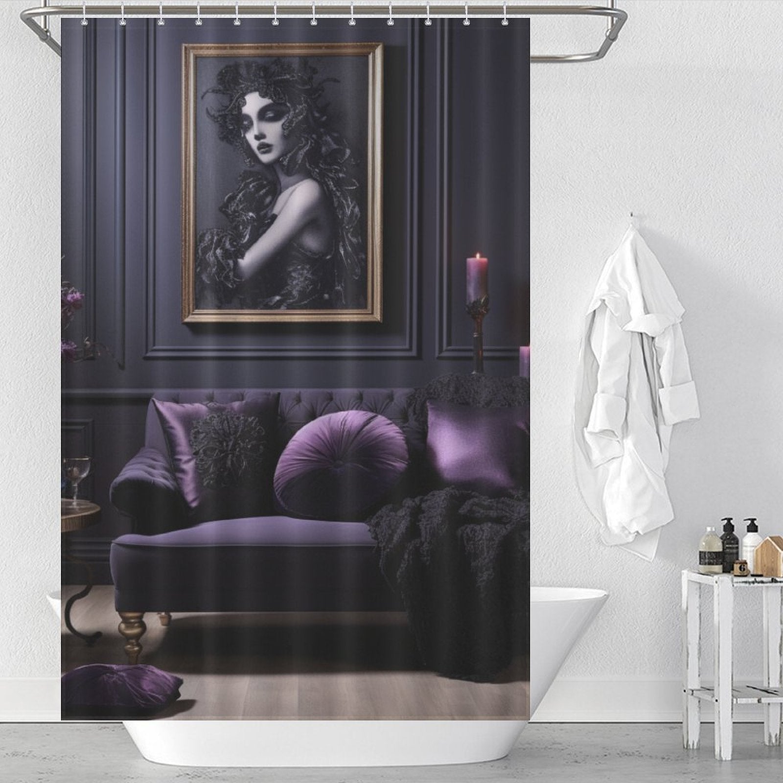 Mystique Purple and Black Shower Curtain