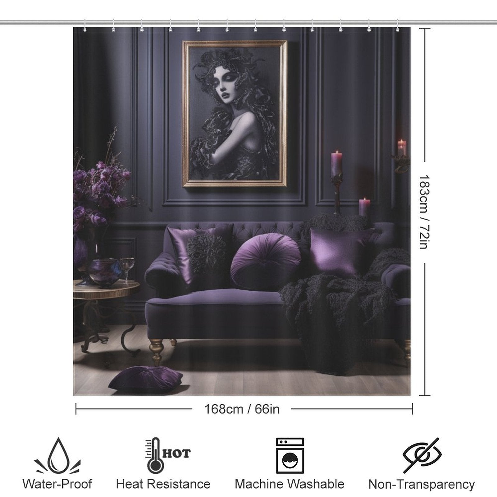 Mystique Purple and Black Shower Curtain