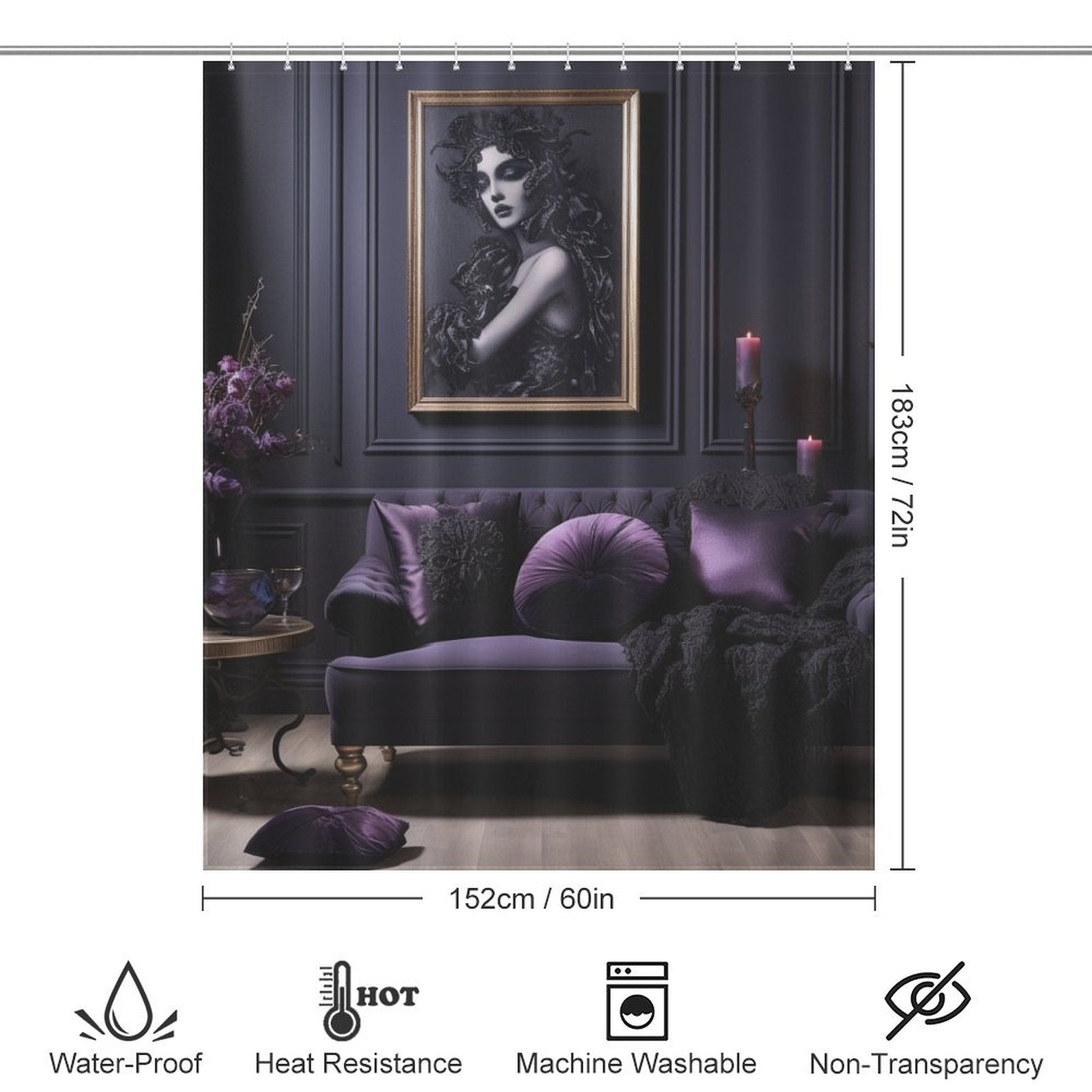 Mystique Purple and Black Shower Curtain