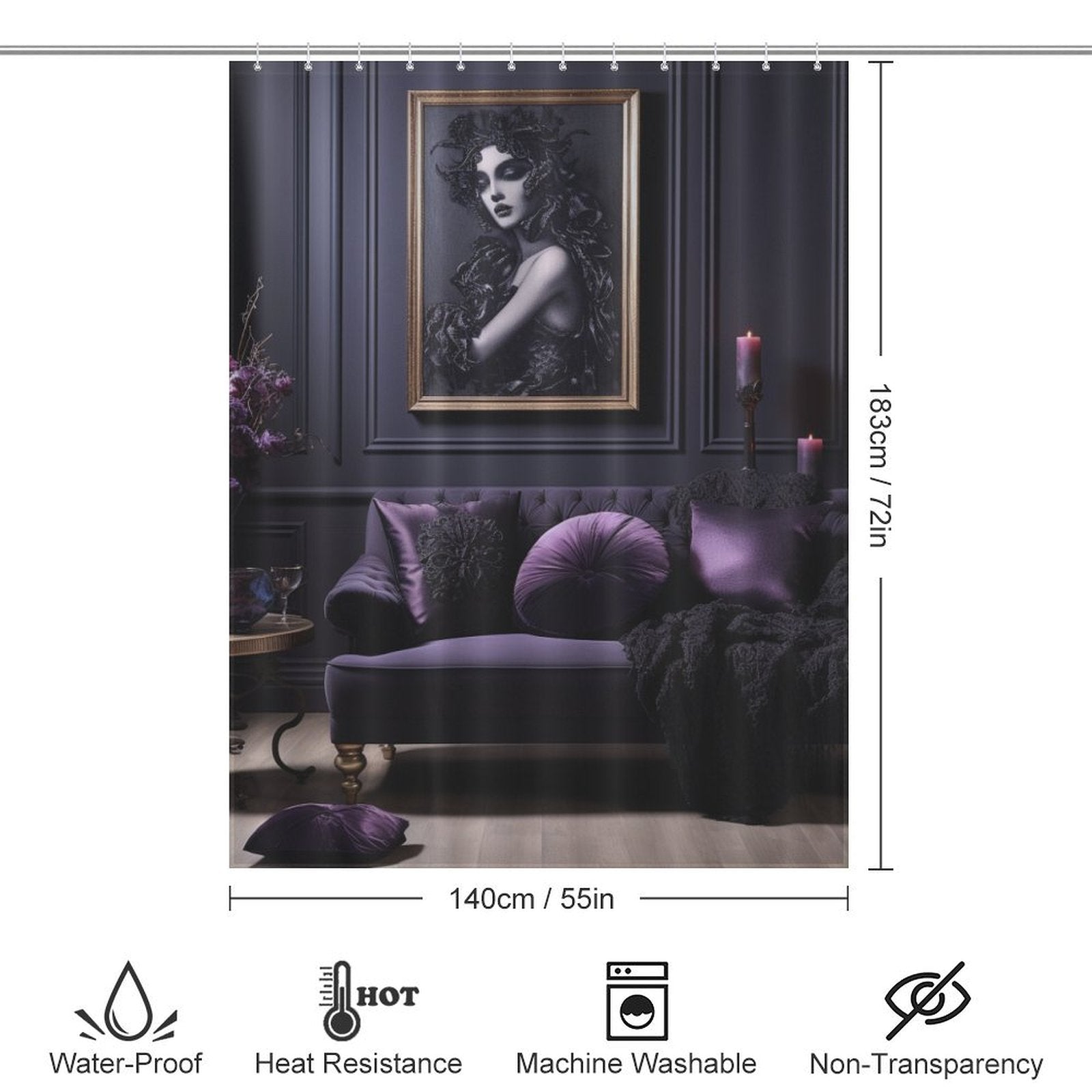 Mystique Purple and Black Shower Curtain