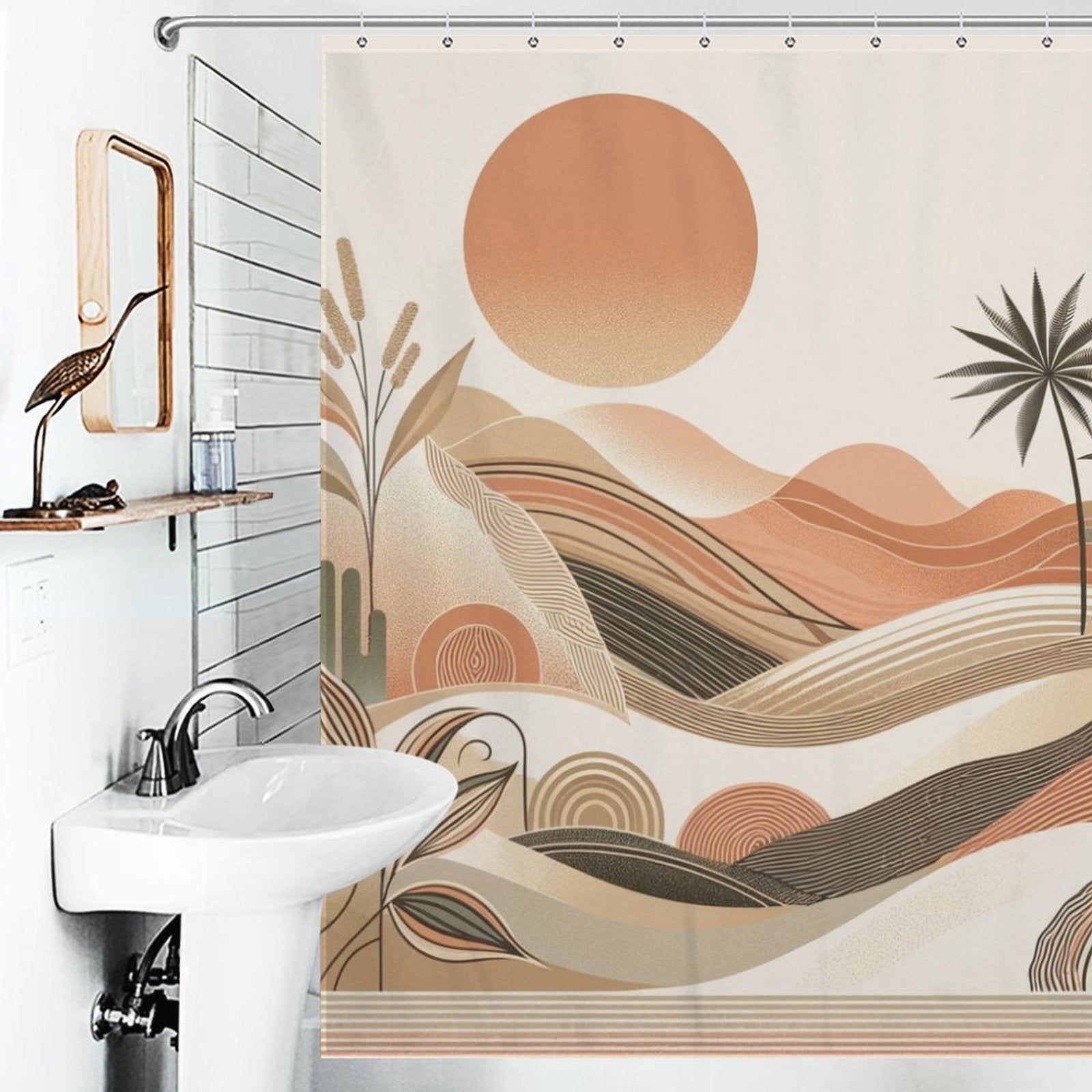 Natural Scandinavian Shower Curtain