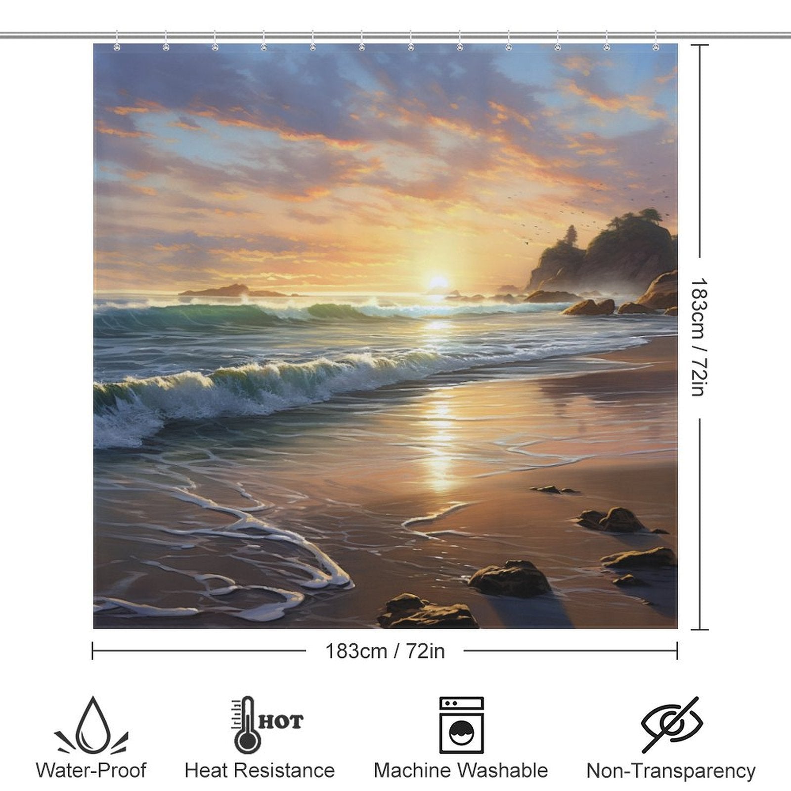 Nature's Sunrise Beach Shower Curtain