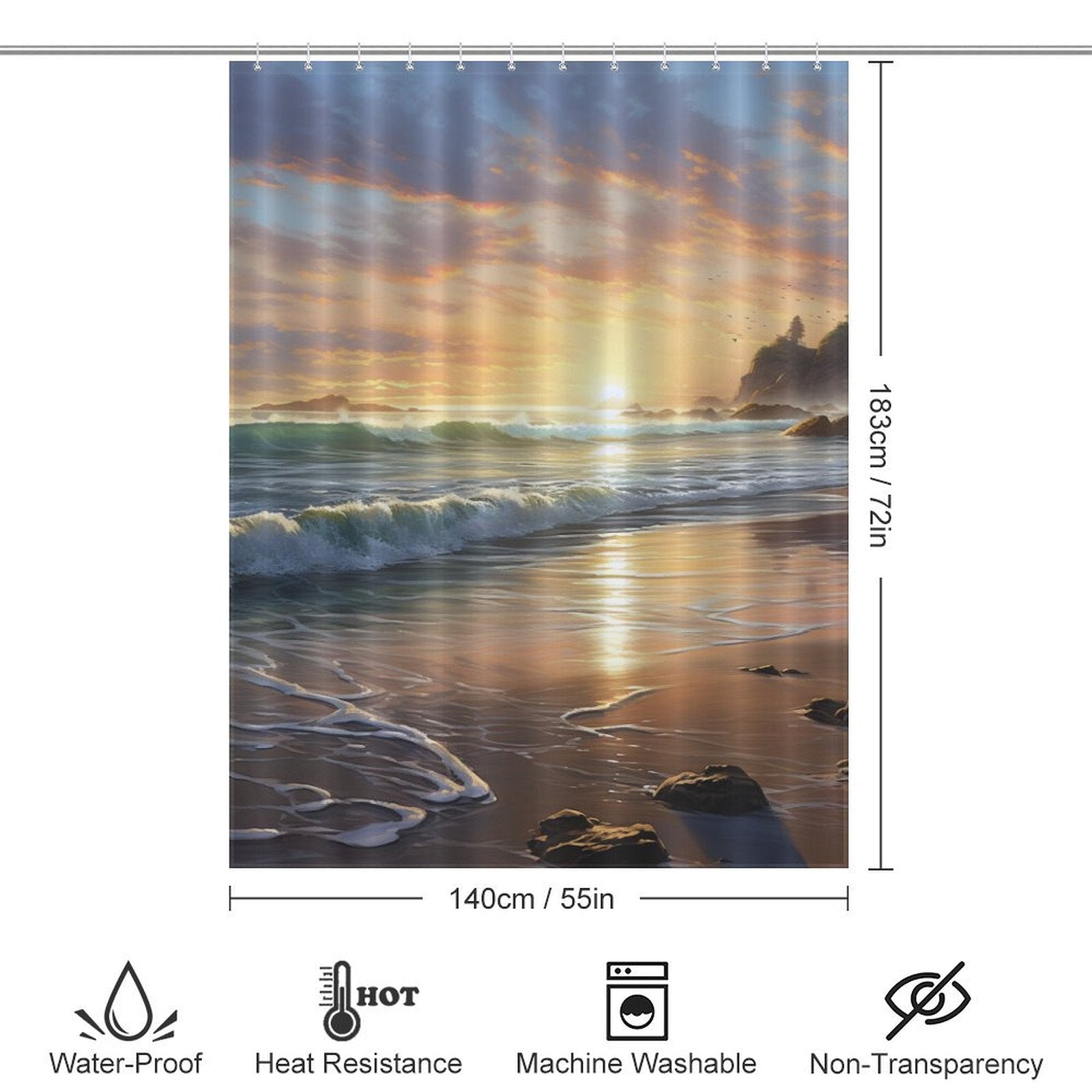 Nature's Sunrise Beach Shower Curtain