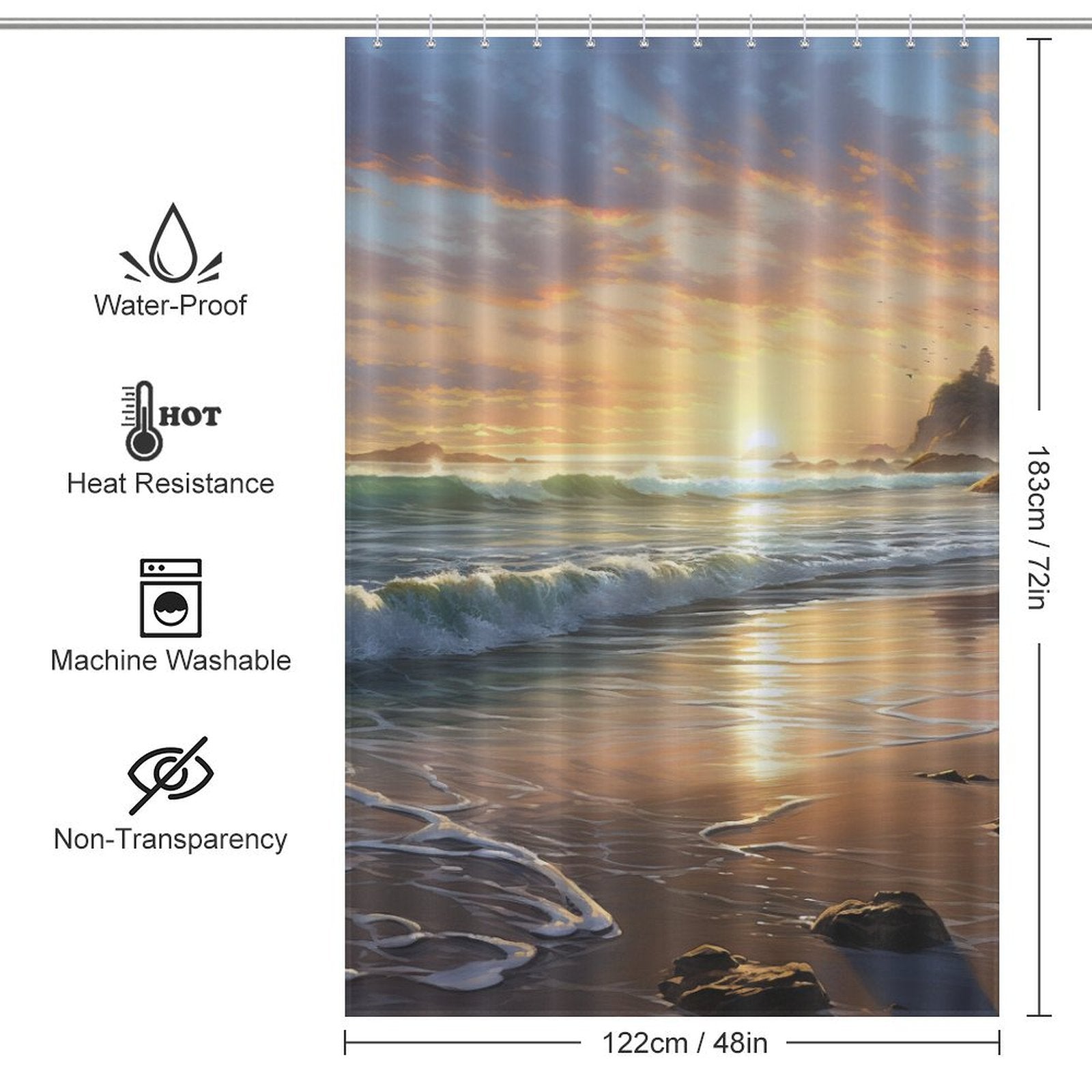 Nature's Sunrise Beach Shower Curtain