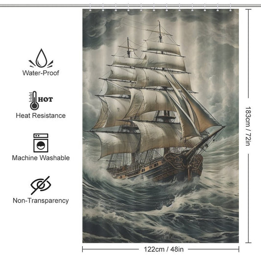 Nautical Exploration Ship Shower Curtain