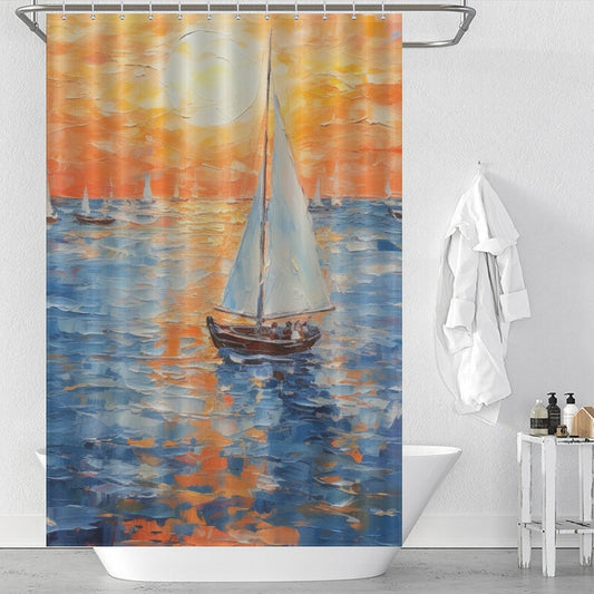 Nautical Mast Surfboards Beach Shower  Curtain