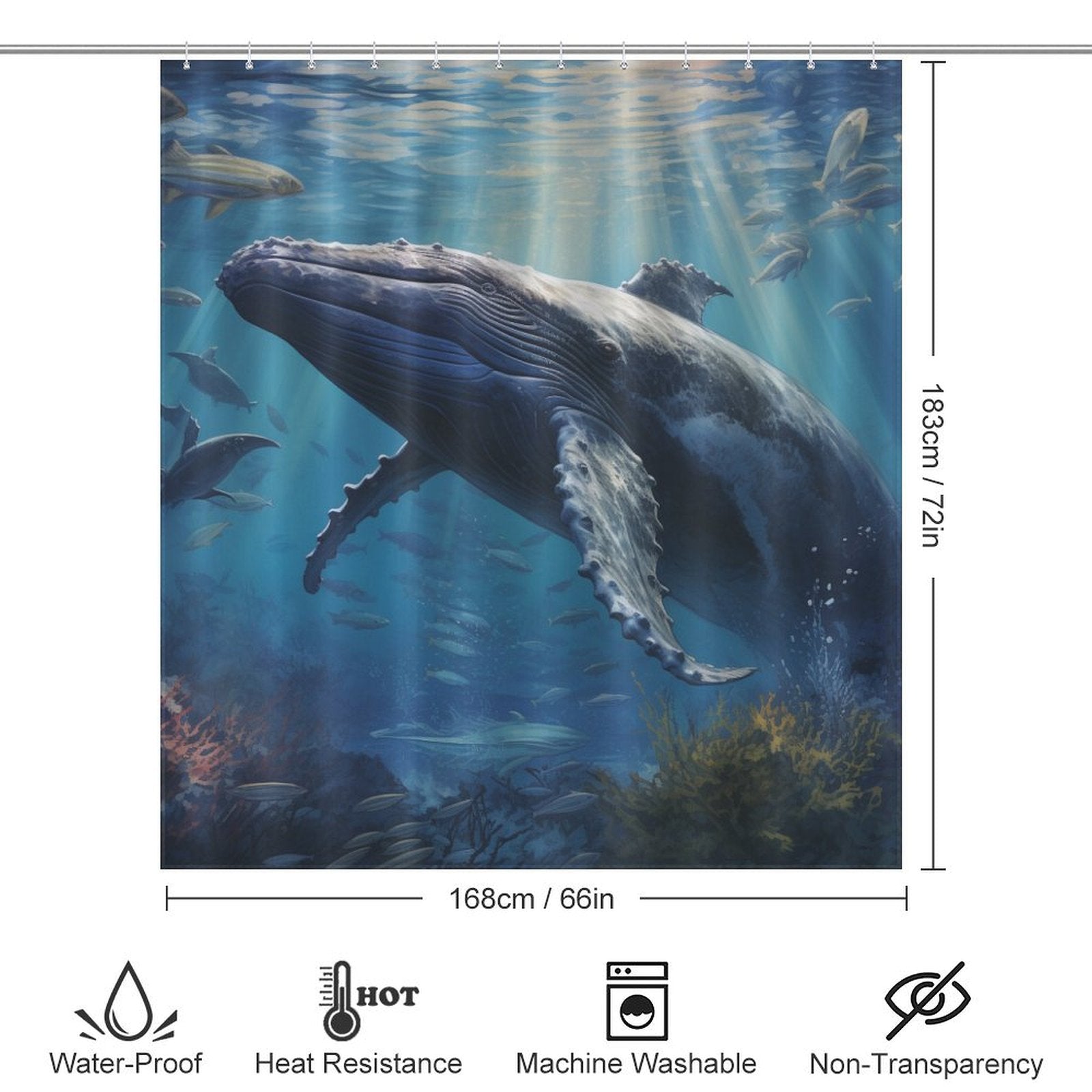 Nautical Serenity Whale Shower Curtain