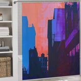 Neon Lights Cityscape Shower Curtain