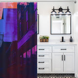 Neon Lights Cityscape Shower Curtain