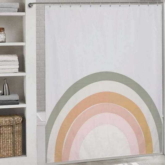 Neutral Rainbow Boho Shower Curtain