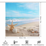 Cotton Cat's Ocean Beach Starfish Seashell Shower Curtain is the perfect bathroom décor, showcasing a beautiful coastal oasis design with starfish and shells.