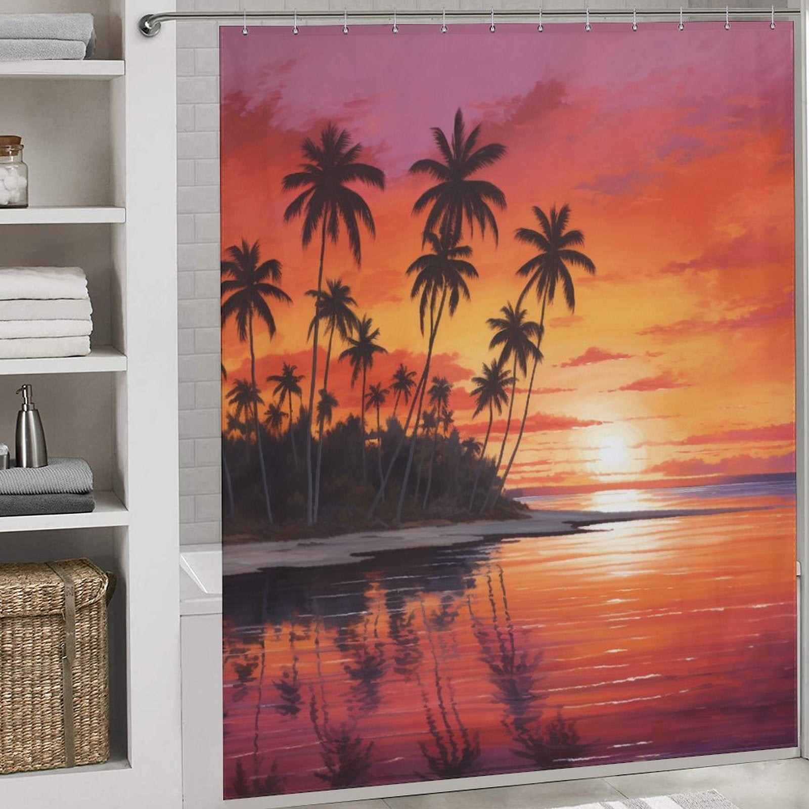 Ocean Dip Tropical Sunset Shower Curtain