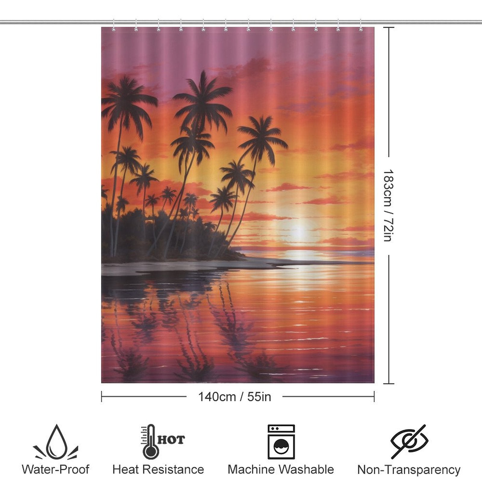 Ocean Dip Tropical Sunset Shower Curtain