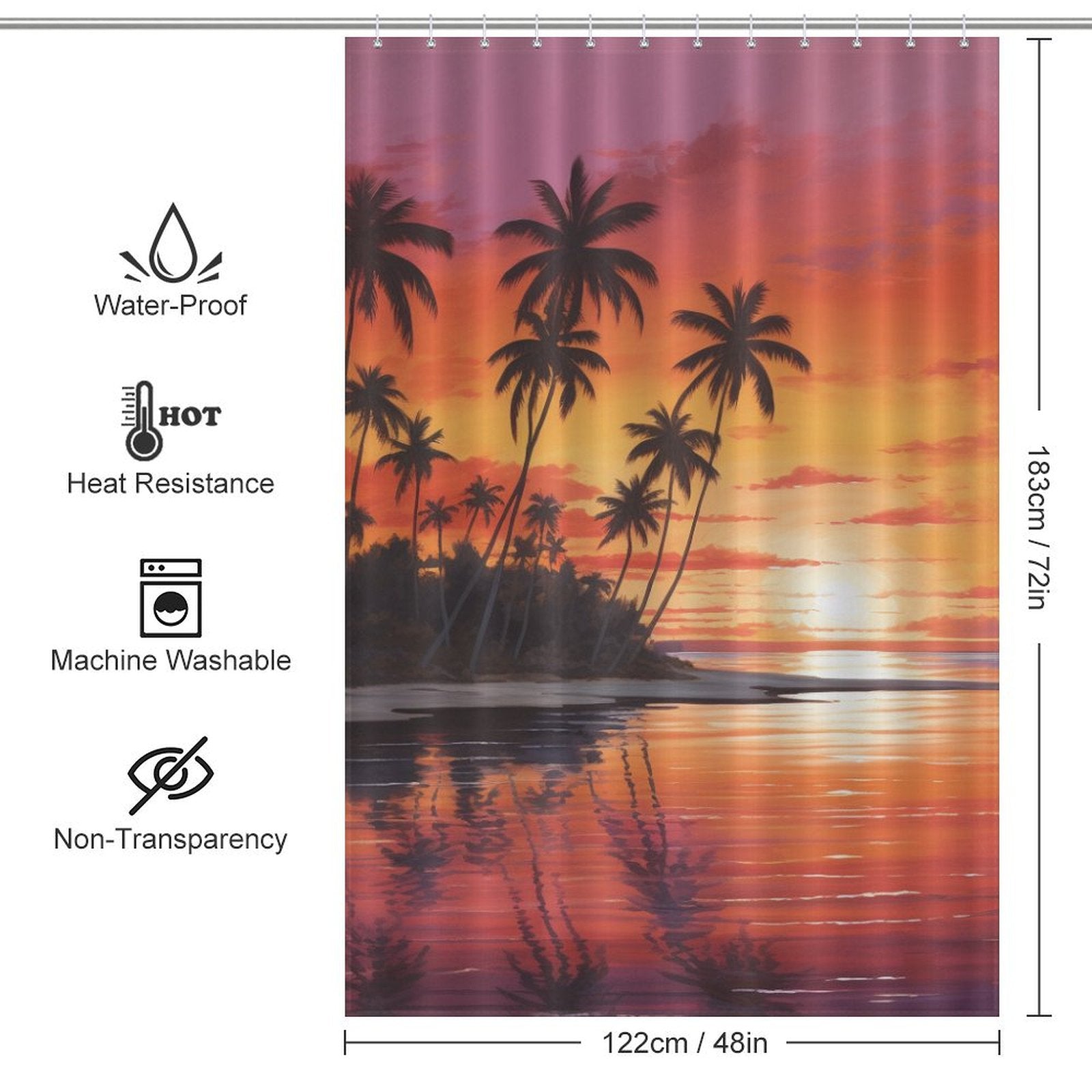 Ocean Dip Tropical Sunset Shower Curtain