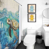 A Cotton Cat bathroom featuring the Ocean Sea Turtle Seashell Shower Curtain