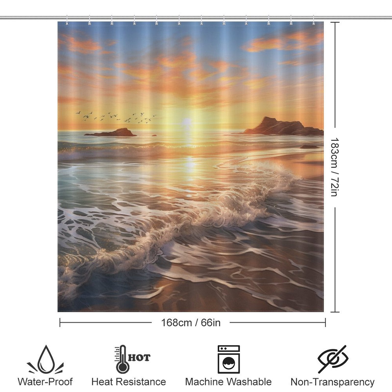 Ocean Sunrise Splendor Beach Shower Curtain