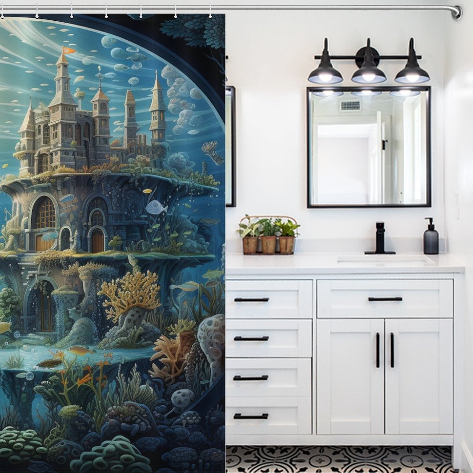 Oceanic Elegant Aquarium Shower Curtain