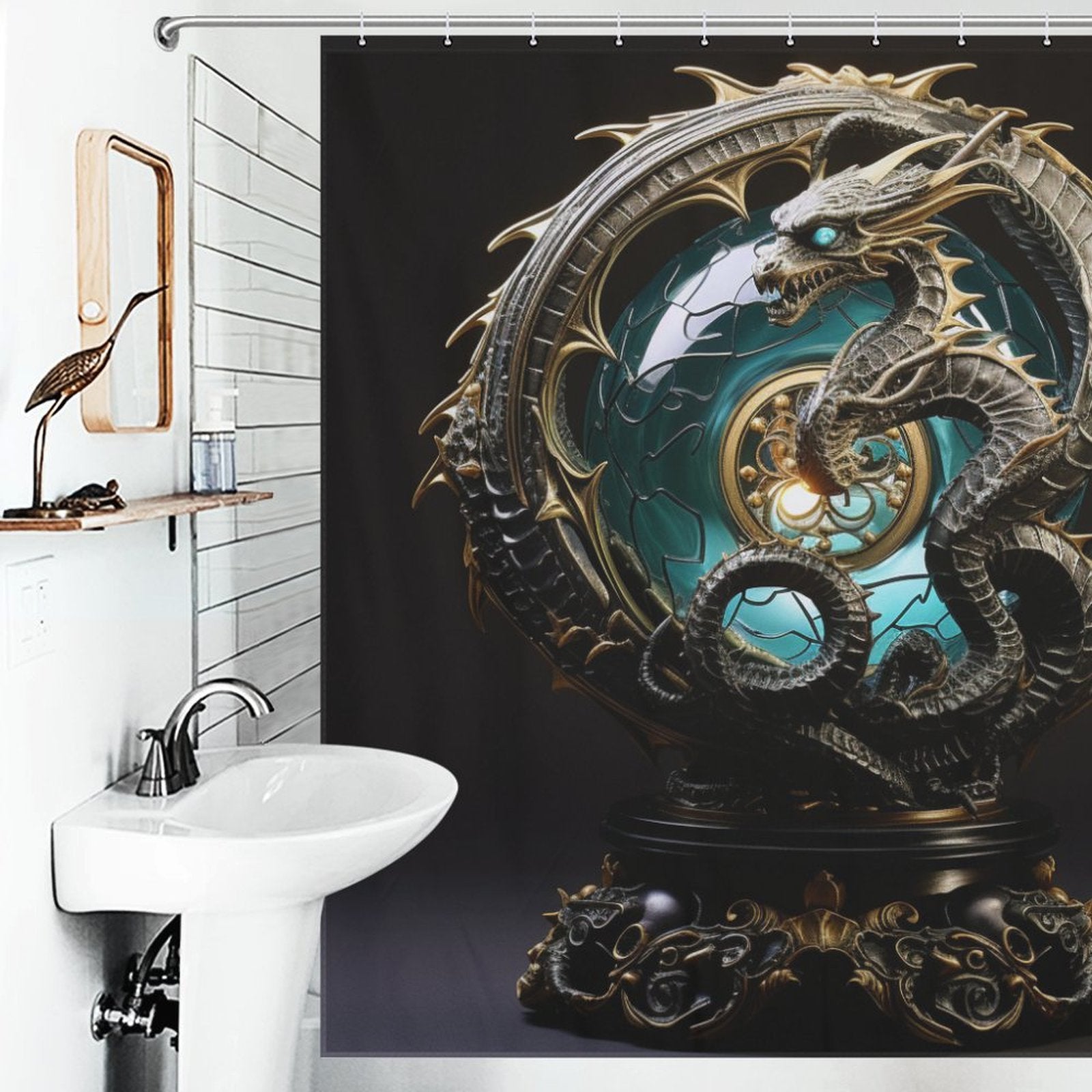 Old Lore Revived Dragon Shower Curtain