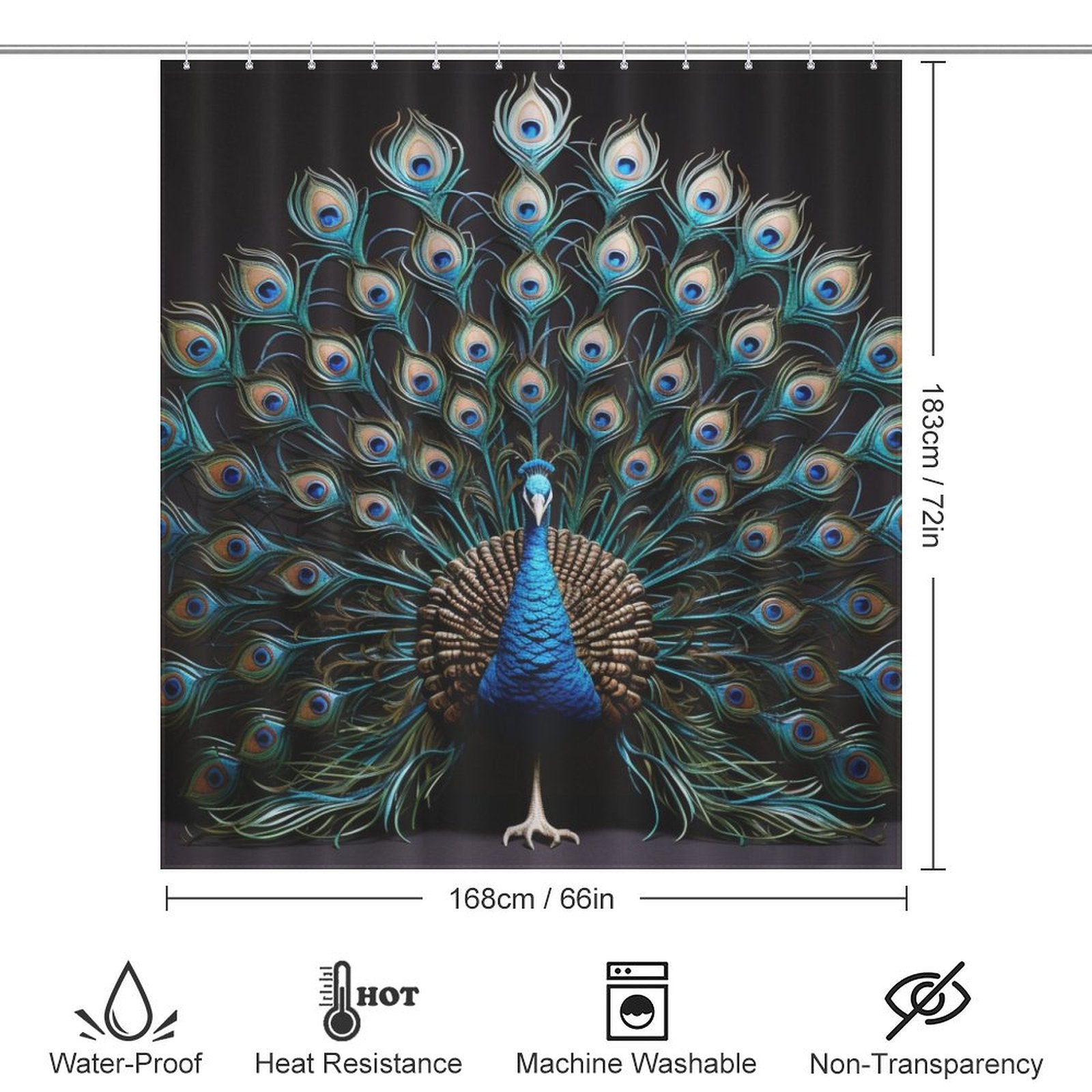 Opulent Peacock Shower Shower Curtain