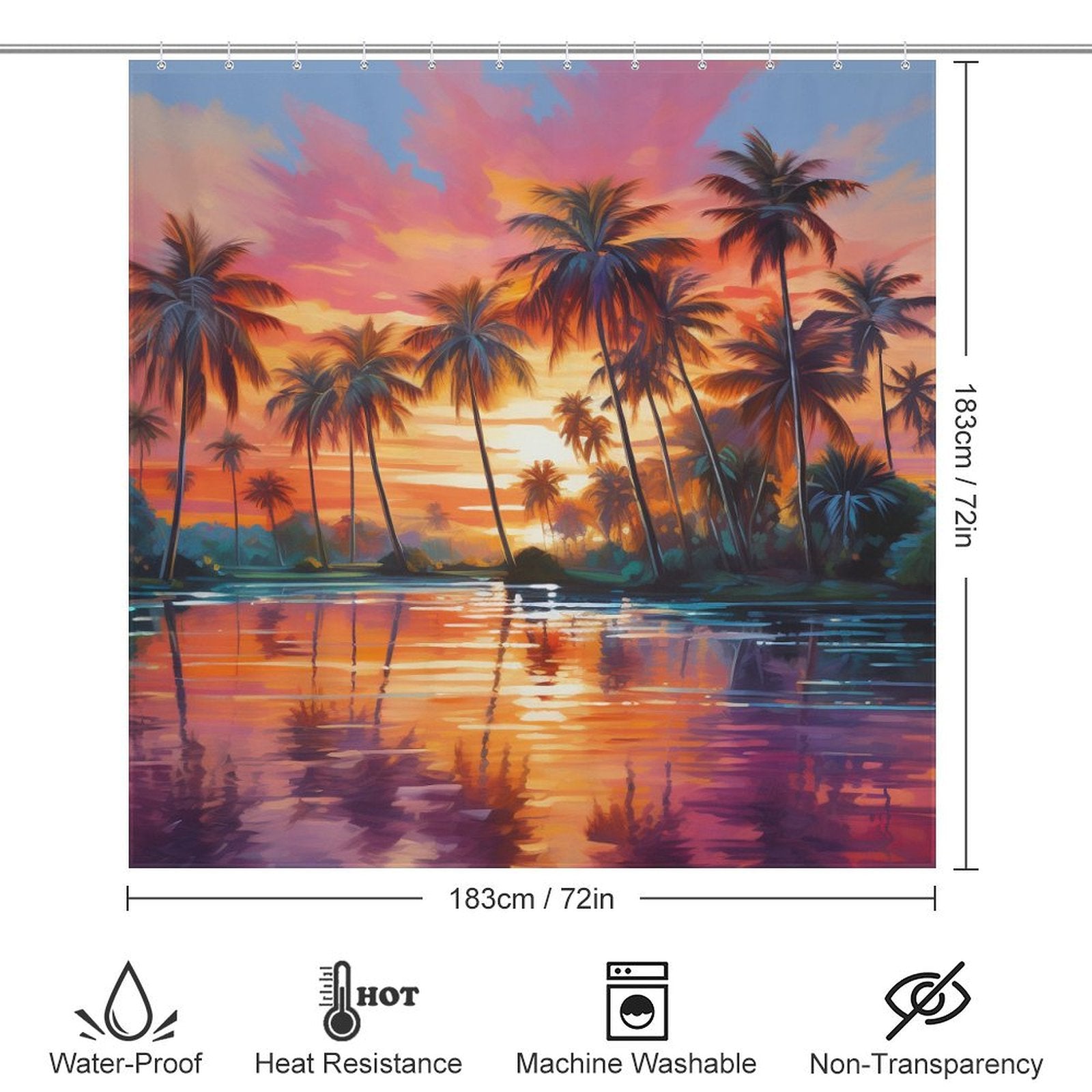 Palm trees Beach Shower Curtain Coastal Charm