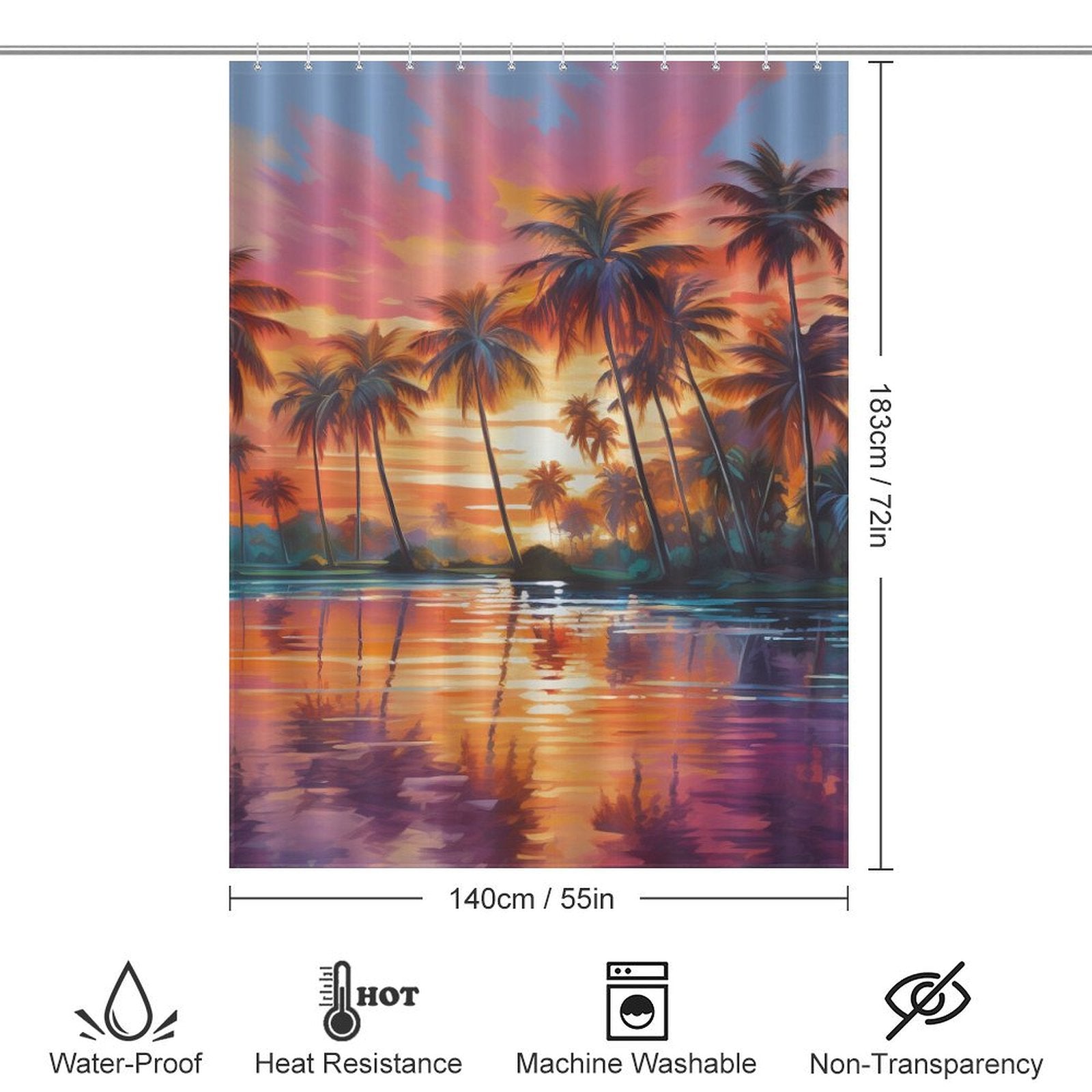 Palm trees Beach Shower Curtain Coastal Charm