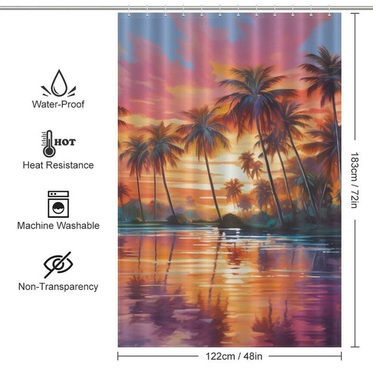 Palm trees Beach Shower Curtain Coastal Charm