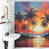 Palm trees Beach Shower Curtain Seashell Elegance