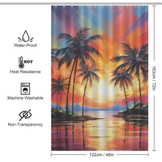 Palm trees Beach Shower Curtain Seashell Elegance