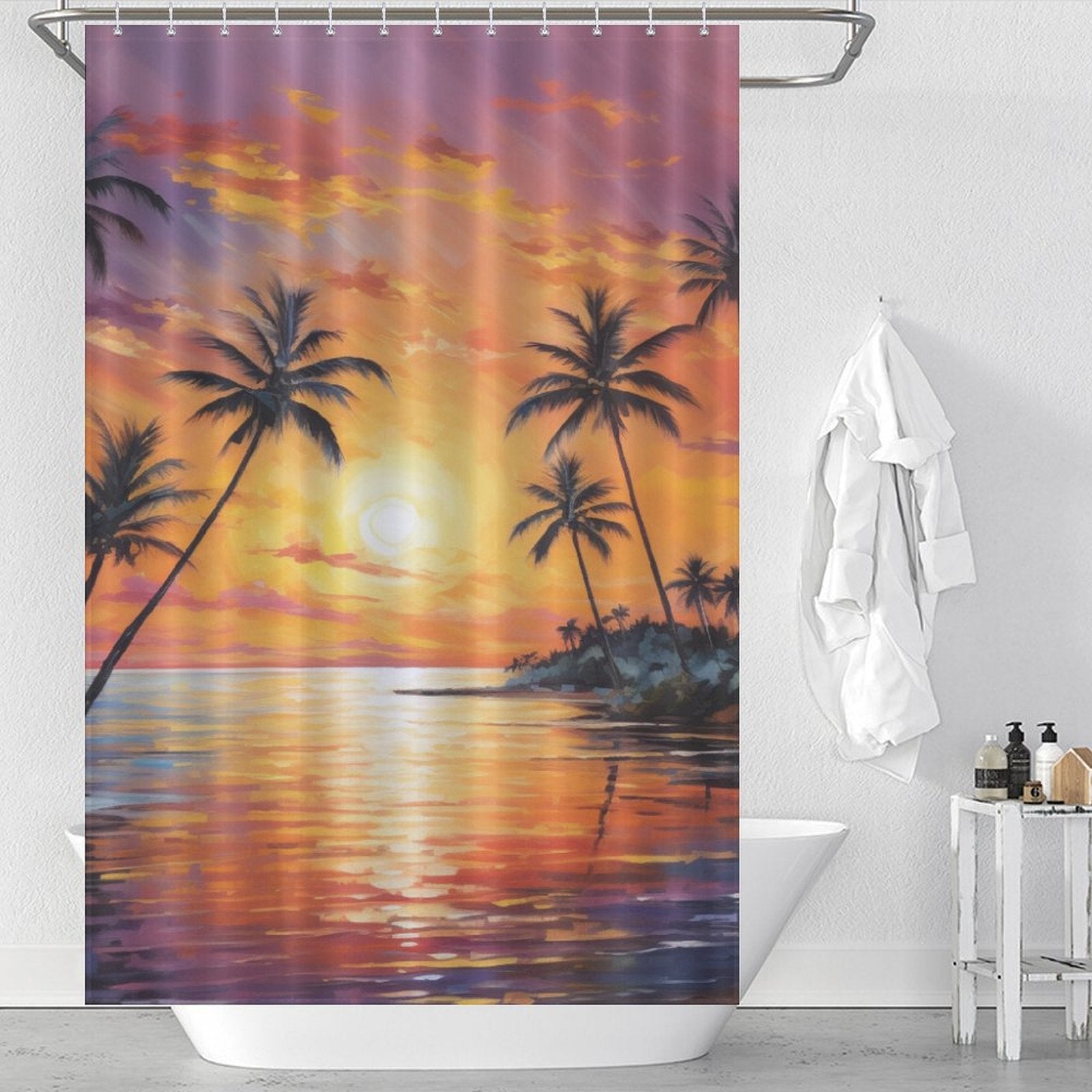 Palm trees  Beach Shower Curtain Shoreline Peace