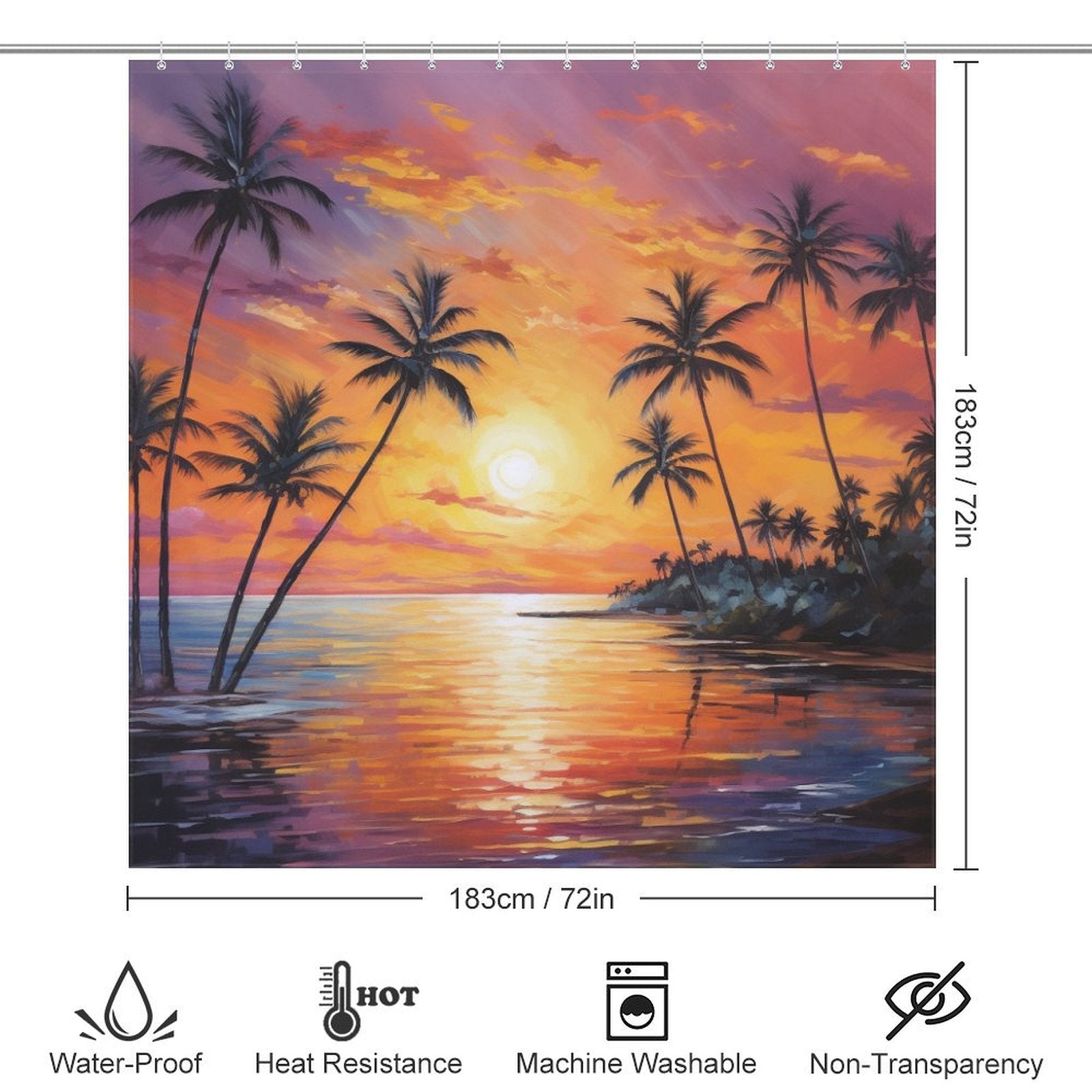 Palm trees  Beach Shower Curtain Shoreline Peace