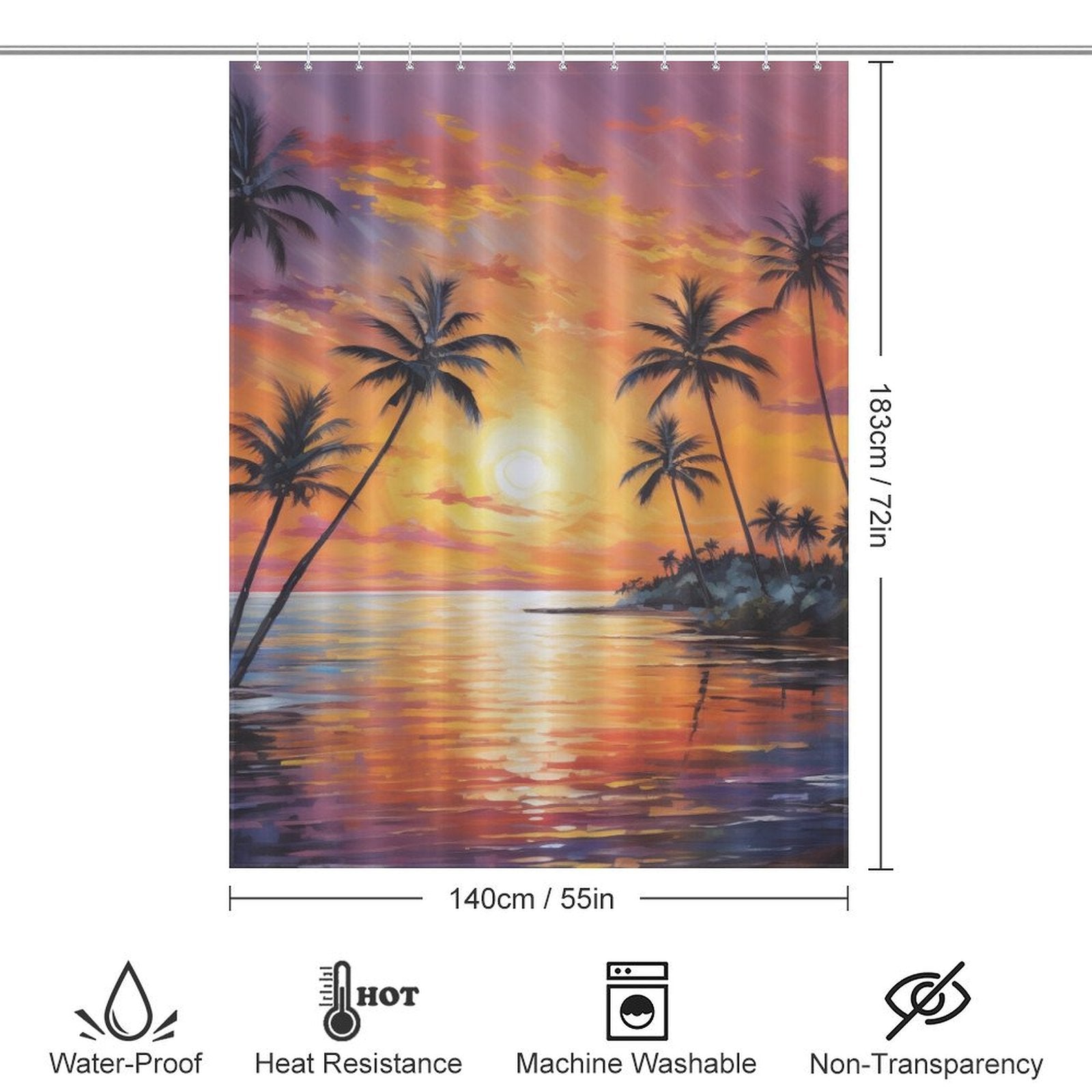 Palm trees  Beach Shower Curtain Shoreline Peace